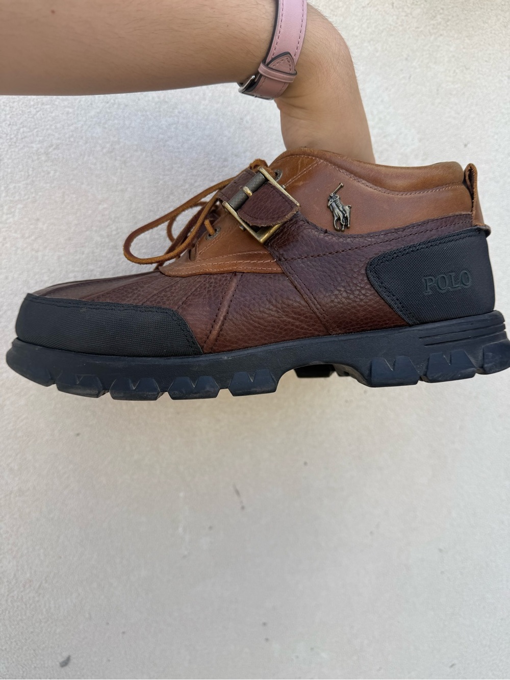 Polo by Ralph Lauren Brown and Black Leather Men's Trail Boot Sneakers